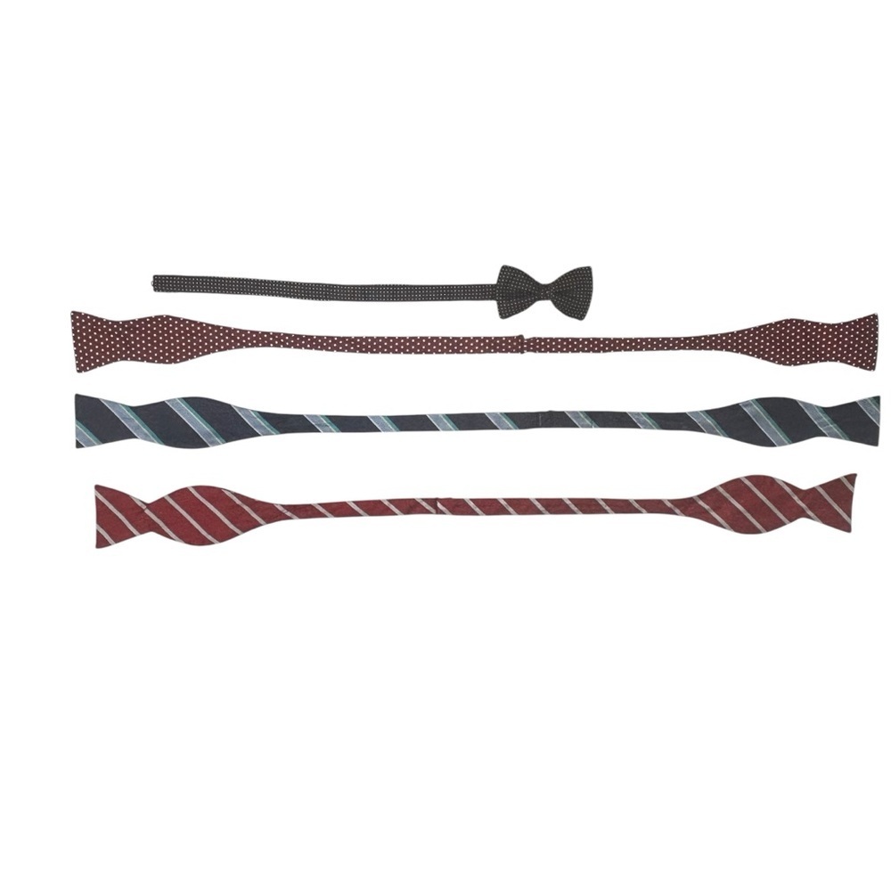 Brooks Brother/Stanley Blacker Four Silk Bow Ties 3 x 17.5” neck & 1 x 16.5”